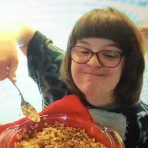 Jill holding a bowl of granola